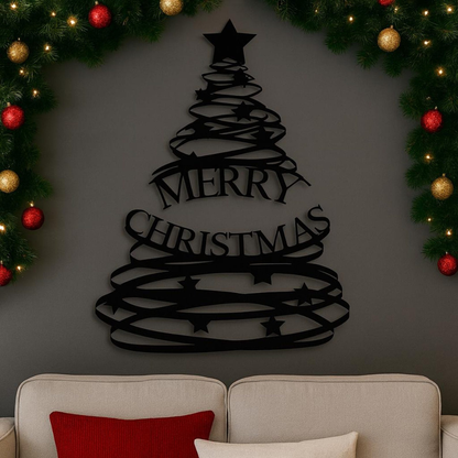 Merry Christmas Tree Acrylic Wall Art | Premium Festive Sign