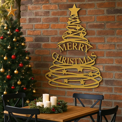 Merry Christmas Tree Acrylic Wall Art | Premium Festive Sign