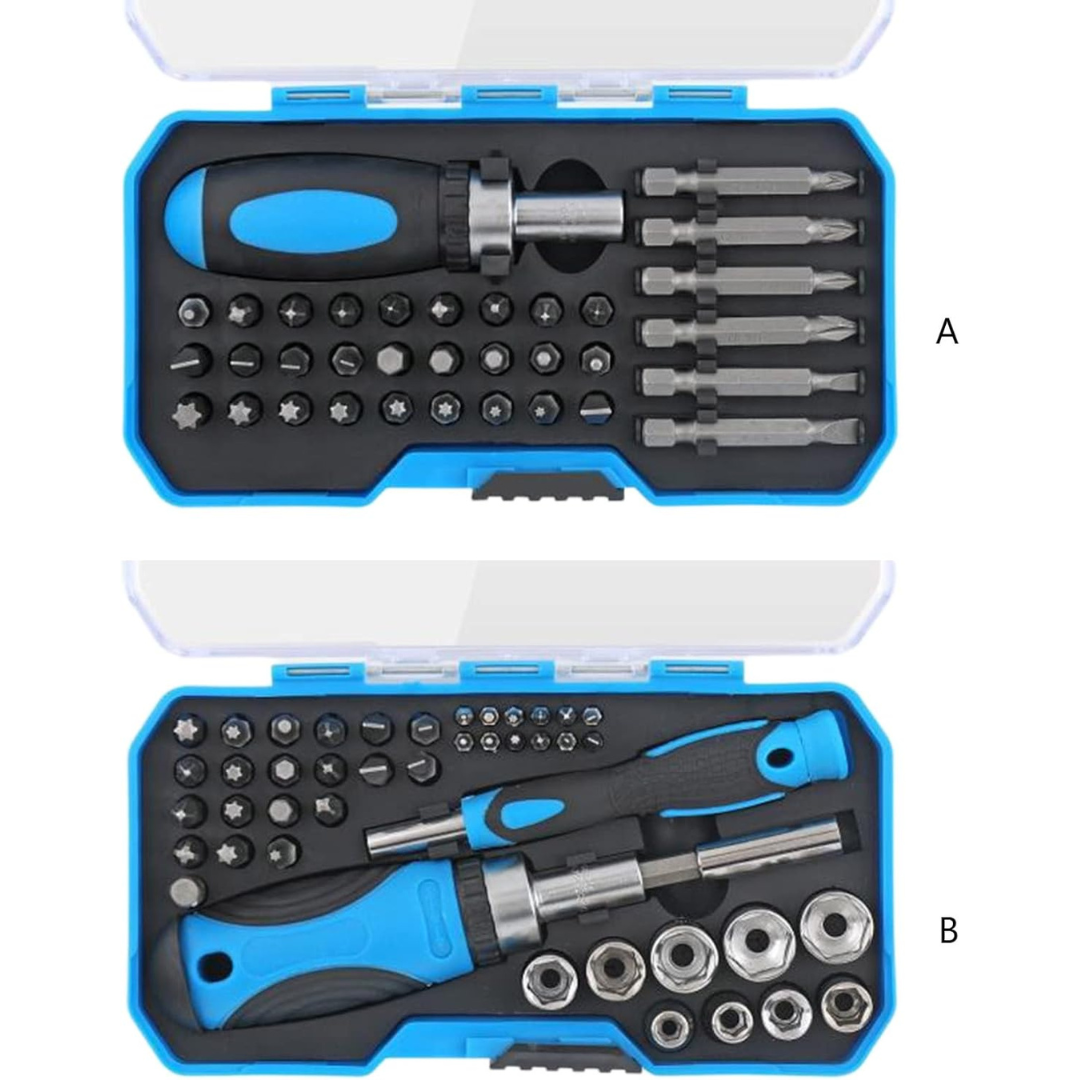 Multi-Bit Precision Ratcheting Screwdriver and Alloy Steel Multitool Set with Storage Case.