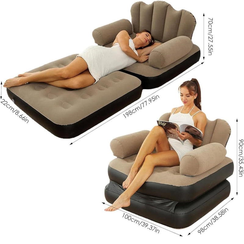 Multifunctional 5-in-1 Design, Built-In Air Pump, Ultra-Comfortable Lounge Chair