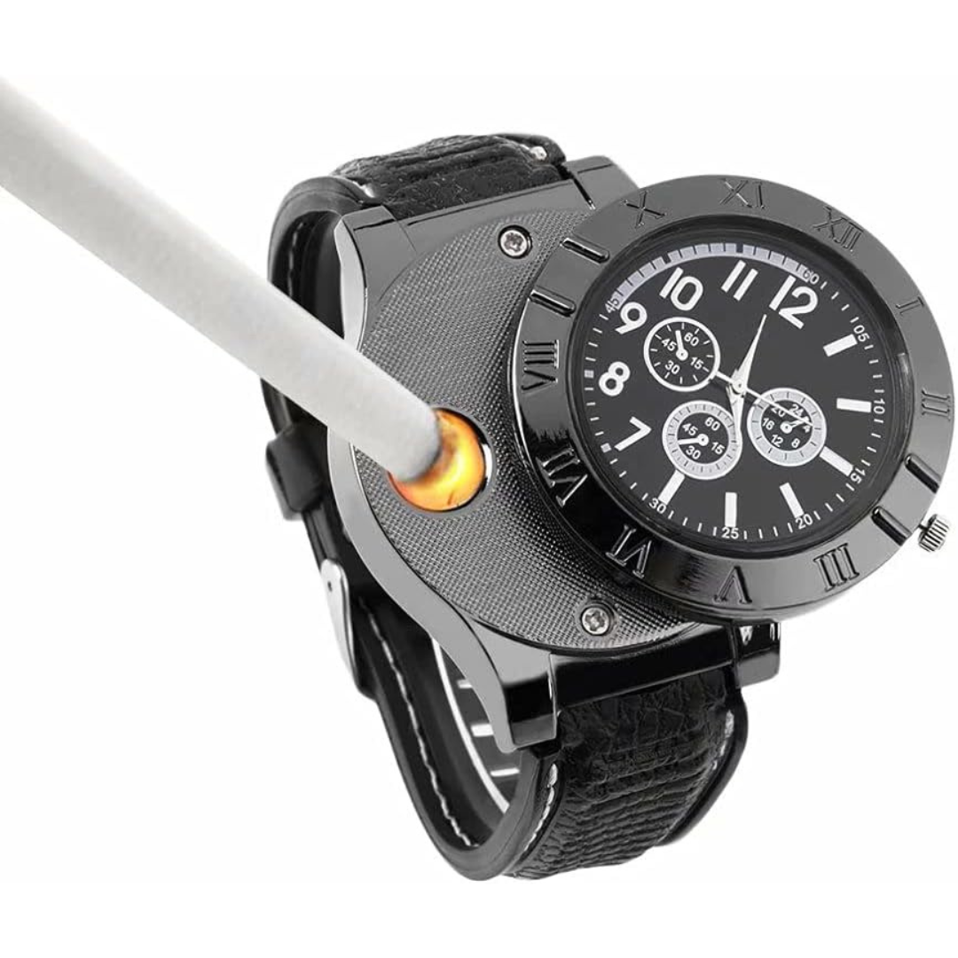 New Military USB Lighter Watch Men's Casual Wristwatches with Windproof Flameless Cigarette Cigar Lighter