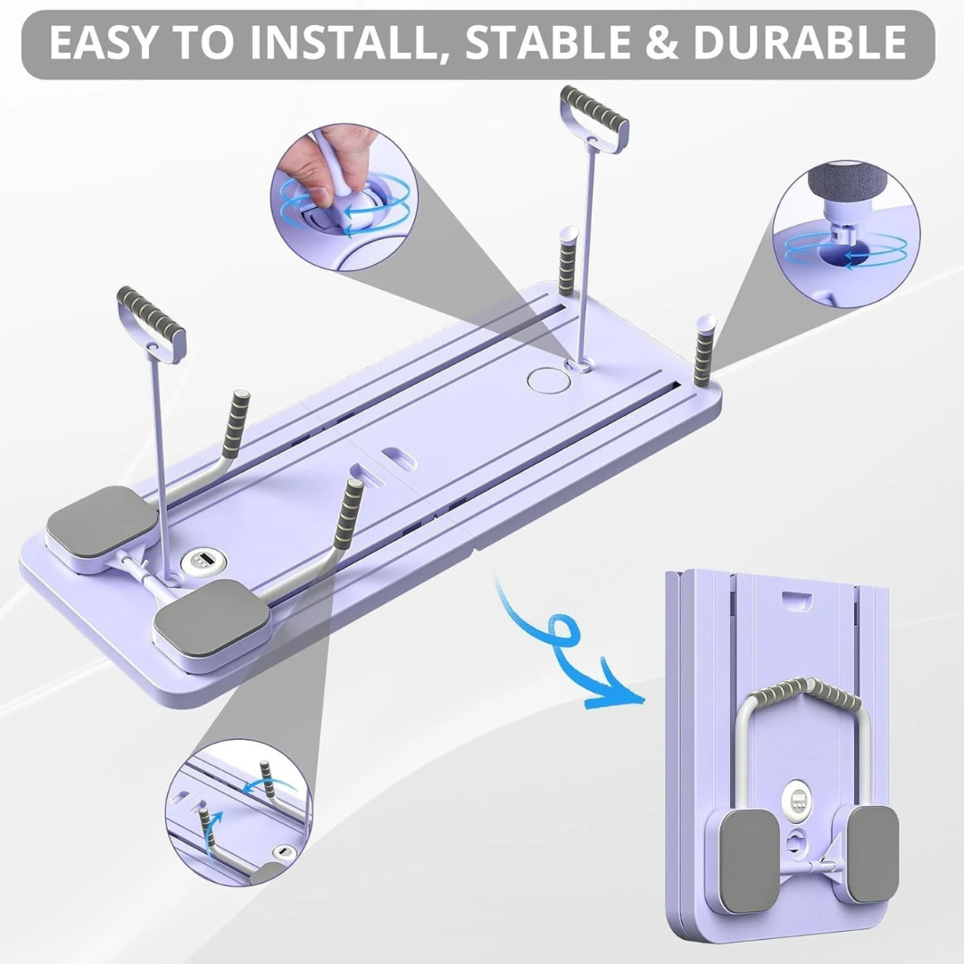 Pilates Reformer Board – 5-in-1 Foldable Home Fitness Reformer with Resistance Bands & Sliding Platform.