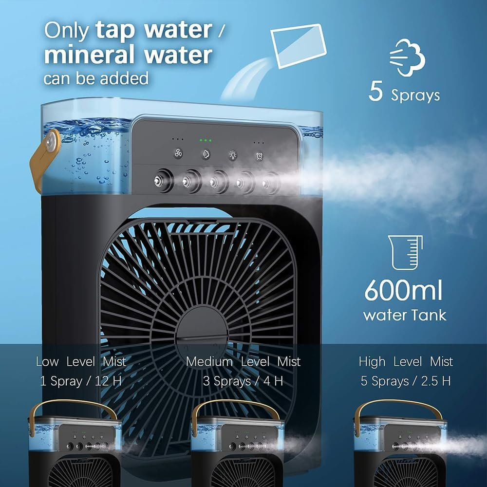 Portable Air Conditioner Fan,Black Mini Personal Fan 3