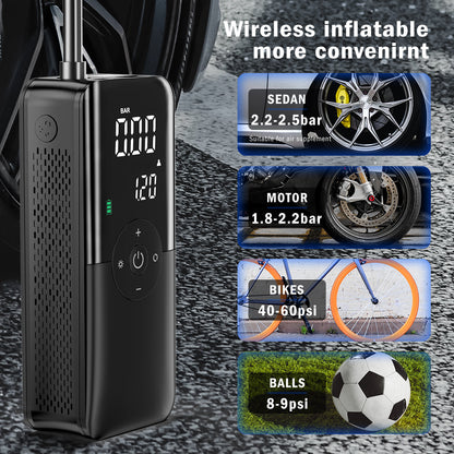 Portable Cordless Electric Air Pump – Dual Digital Display for Precision Inflation