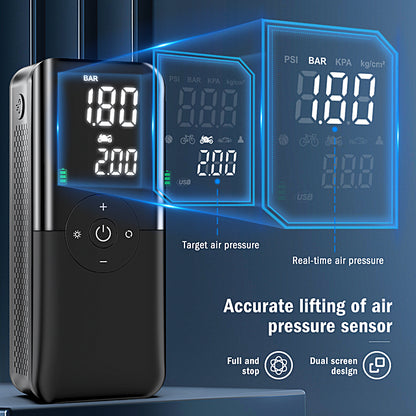 Portable Cordless Electric Air Pump – Dual Digital Display for Precision Inflation
