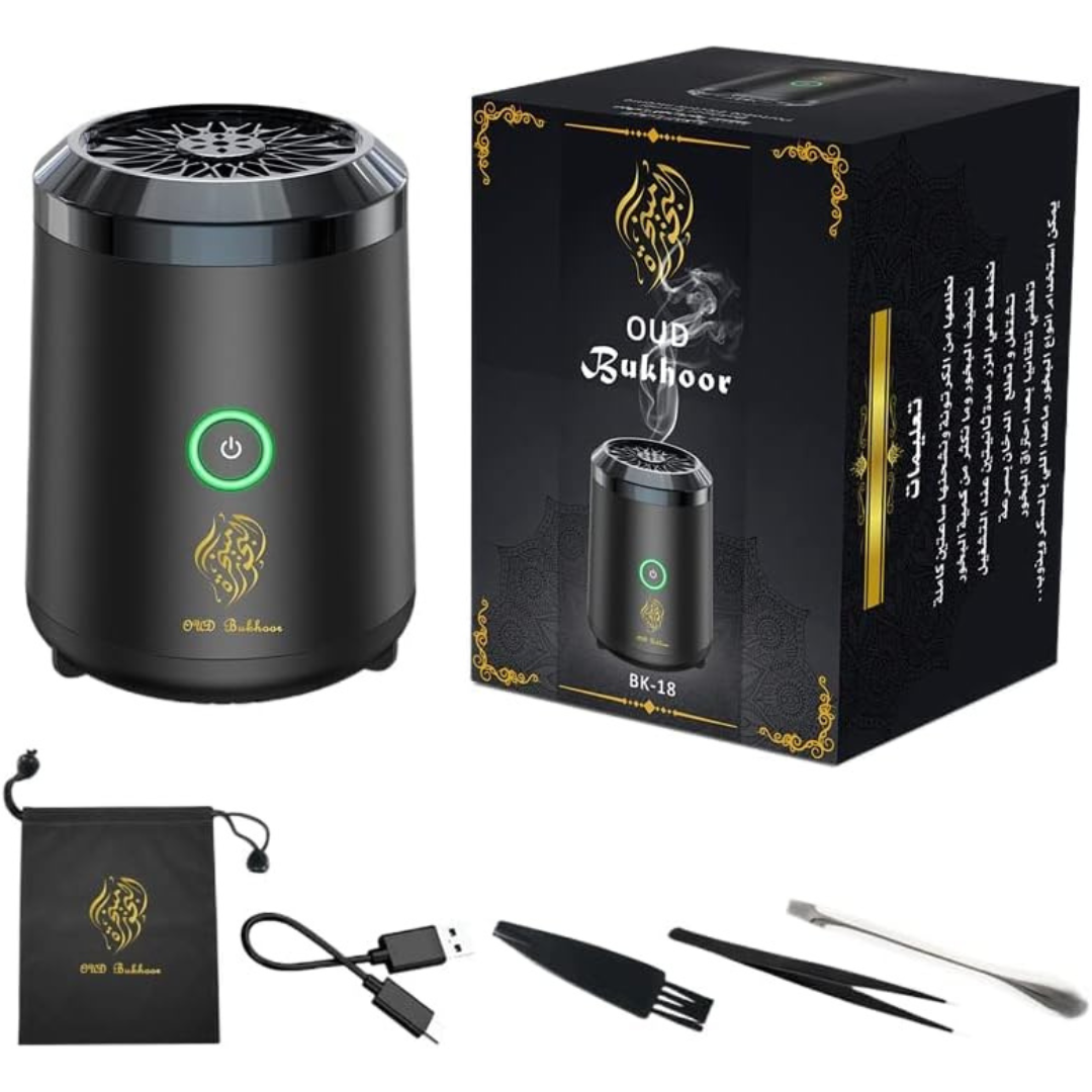 Portable Electric Bakhoor Burner and USB Rechargeable Incense Diffuser.