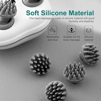 Portable Electric Scalp Massager – Handheld Cordless Head Massager with 4 Nodes for Relaxation & Stress Relief.