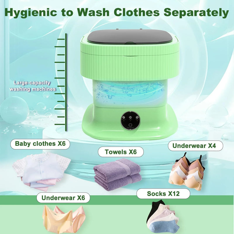 Portable Folding Washing Machine – 16L Mini Washer, Compact Design