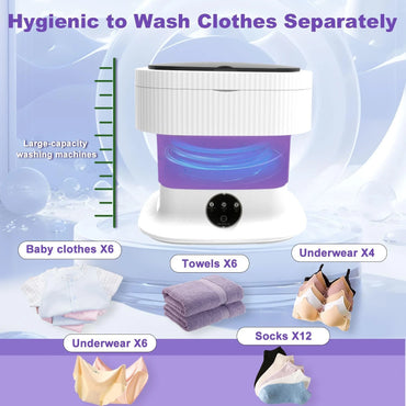 Portable Folding Washing Machine – 16L Mini Washer with 3 Modes