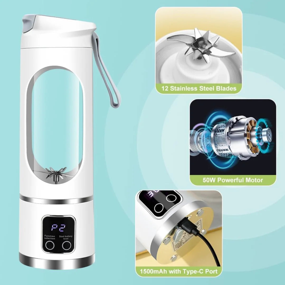 Portable Smoothie Blender 450ml USB-C Rechargeable Twelve Blade System...