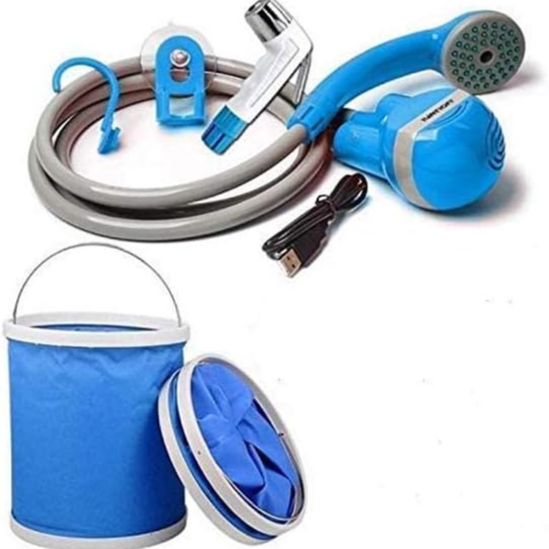 Portable Travel Bidet Hose Spray with Foldable Bucket – Compact Handheld Cleaning Kit for Personal Hygiene, Camping, Travel & Home Use