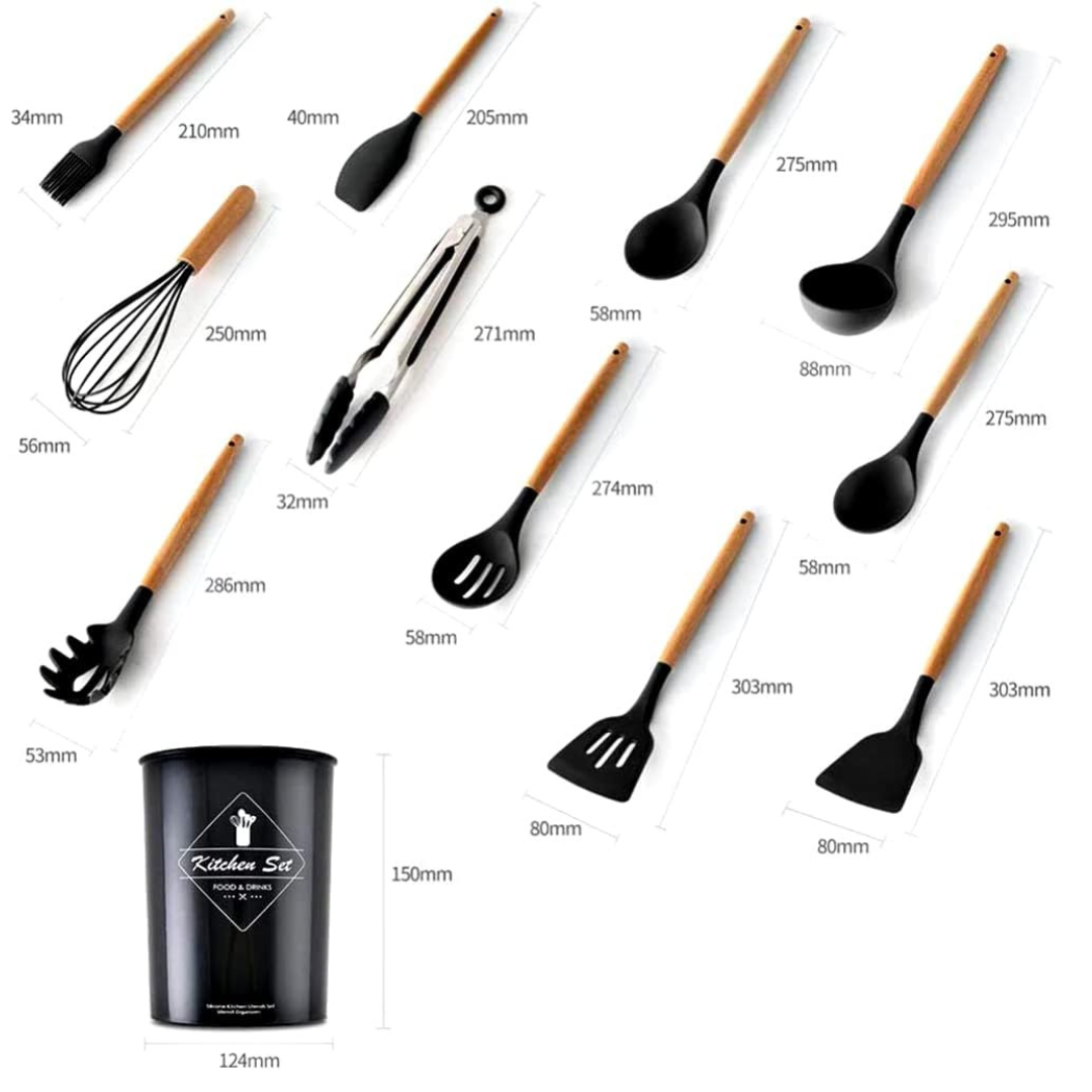 Premium 12-Piece Non-Stick Silicone Kitchen Utensil Set with Storage Holder......