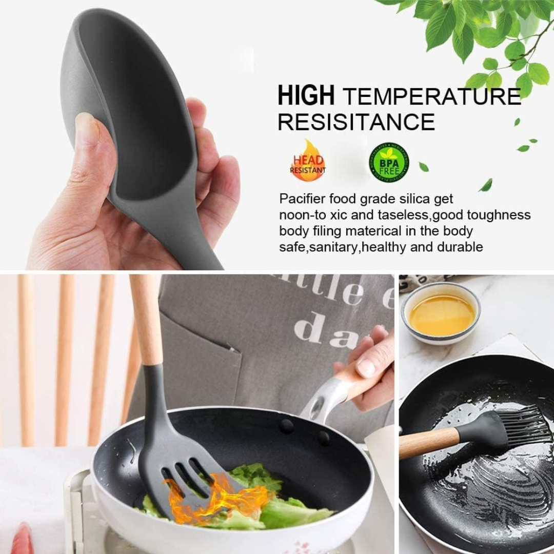 Premium 12-Piece Non-Stick Silicone Kitchen Utensil Set with Storage Holder....