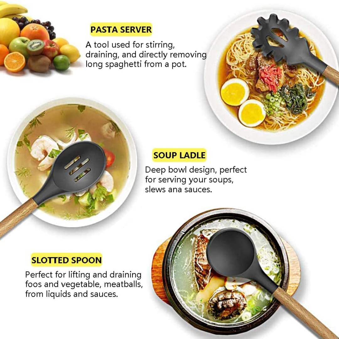 Premium 12-Piece Non-Stick Silicone Kitchen Utensil Set with Storage Holder..