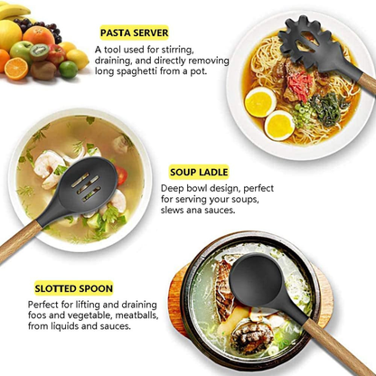 Premium 12-Piece Non-Stick Silicone Kitchen Utensil Set with Storage Holder..