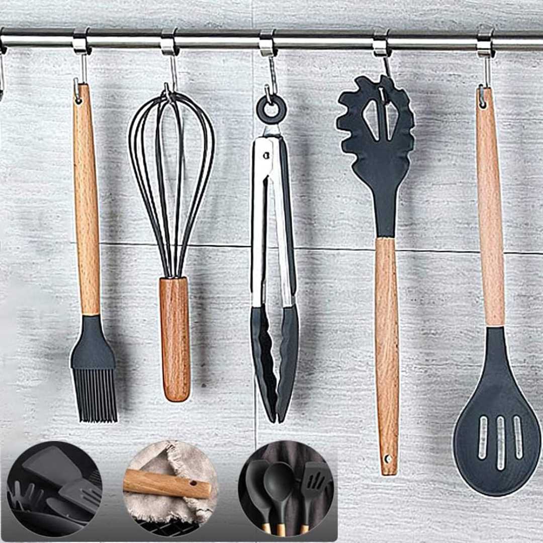 Premium 12-Piece Non-Stick Silicone Kitchen Utensil Set with Storage Holder.