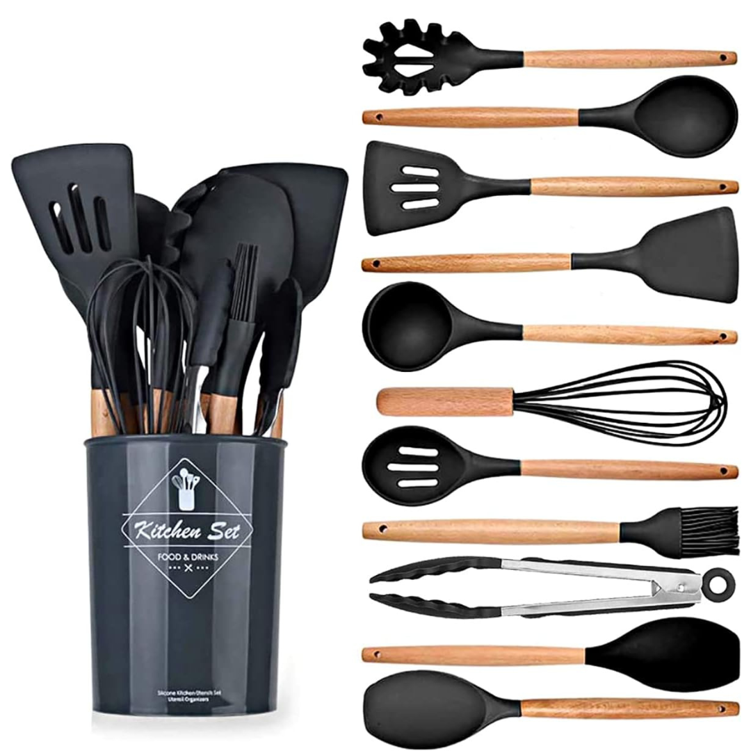 Premium 12-Piece Non-Stick Silicone Kitchen Utensil Set with Storage Holder