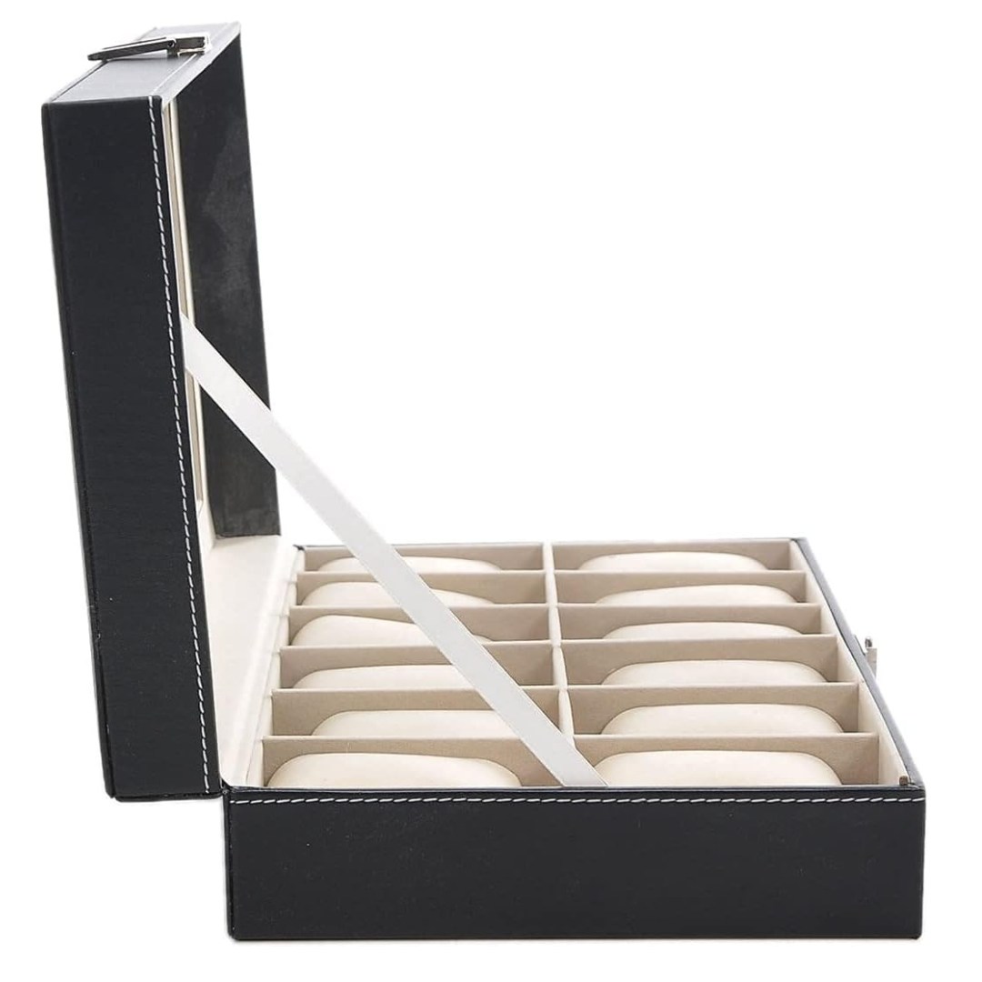 Premium 12-Slot Vegan Leather Watch Collection Display Case and Organizer..