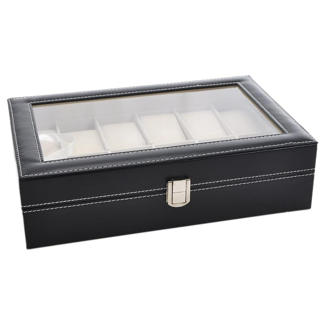 Premium 12-Slot Vegan Leather Watch Collection Display Case and Organizer