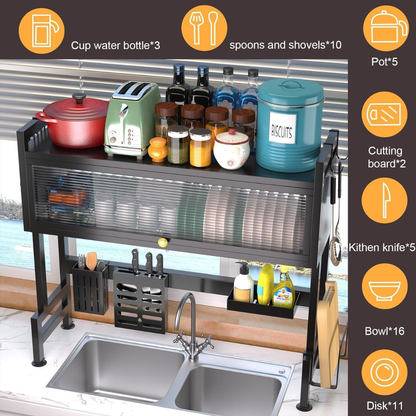 Premium 2-Tier Over-the-Sink Kitchen Organizer with Dust-Proof Cabinet....1..