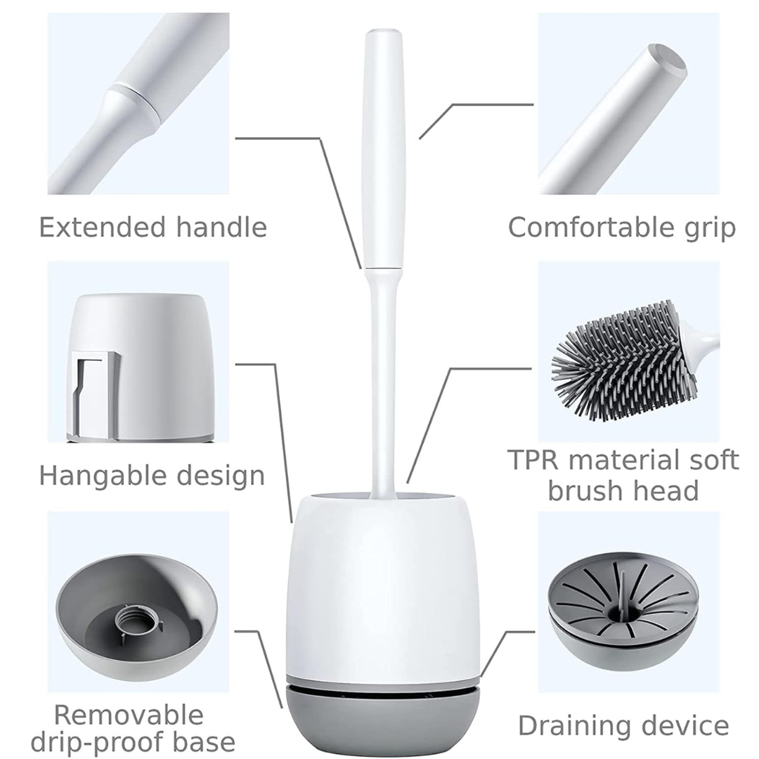 Premium 2-in-1 Toilet Brush and Ventilated Holder Set - Wall Mounted & Floor Standing Hygiene Solution....