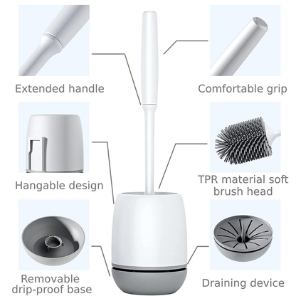 Premium 2-in-1 Toilet Brush and Ventilated Holder Set - Wall Mounted & Floor Standing Hygiene Solution....