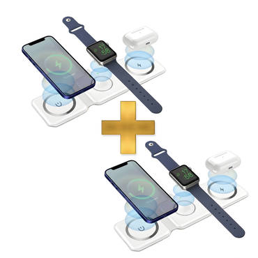 Premium 3-in-1 Fast Wireless Magnetic Charging Stand | 15W Multi-Device Power Pad for iPhone,