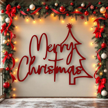 Premium Acrylic Christmas Tree Wall Art - Modern 3D Holiday Home Decor & Space-Saving Festive Display red