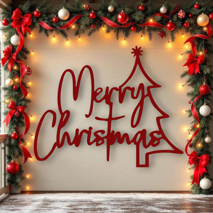 Premium Acrylic Christmas Tree Wall Art - Modern 3D Holiday Home Decor & Space-Saving Festive Display red