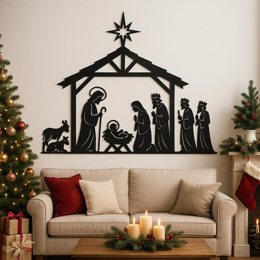 Premium Acrylic Nativity Scene Wall Art – Modern Holiday Home Decor & Spiritual Display