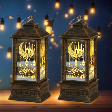 Premium Ramadan LED Decorative Lantern Set with Warm Flameless Glow.