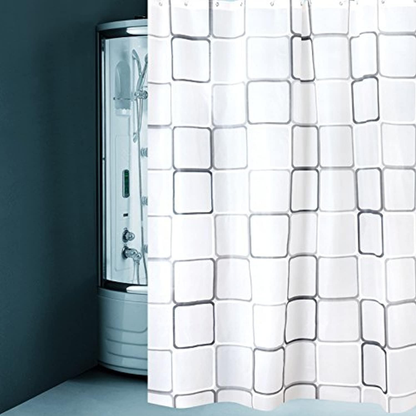 Premium Square Pattern Waterproof Shower Curtain.