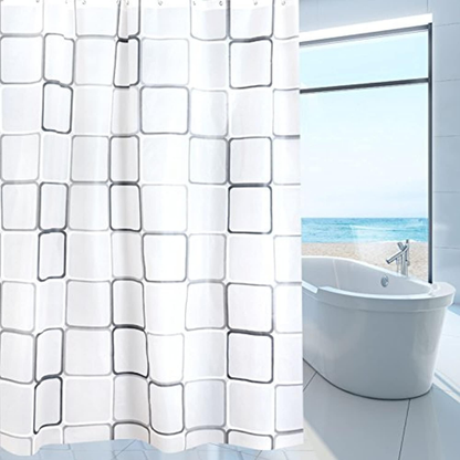 Premium Square Pattern Waterproof Shower Curtain