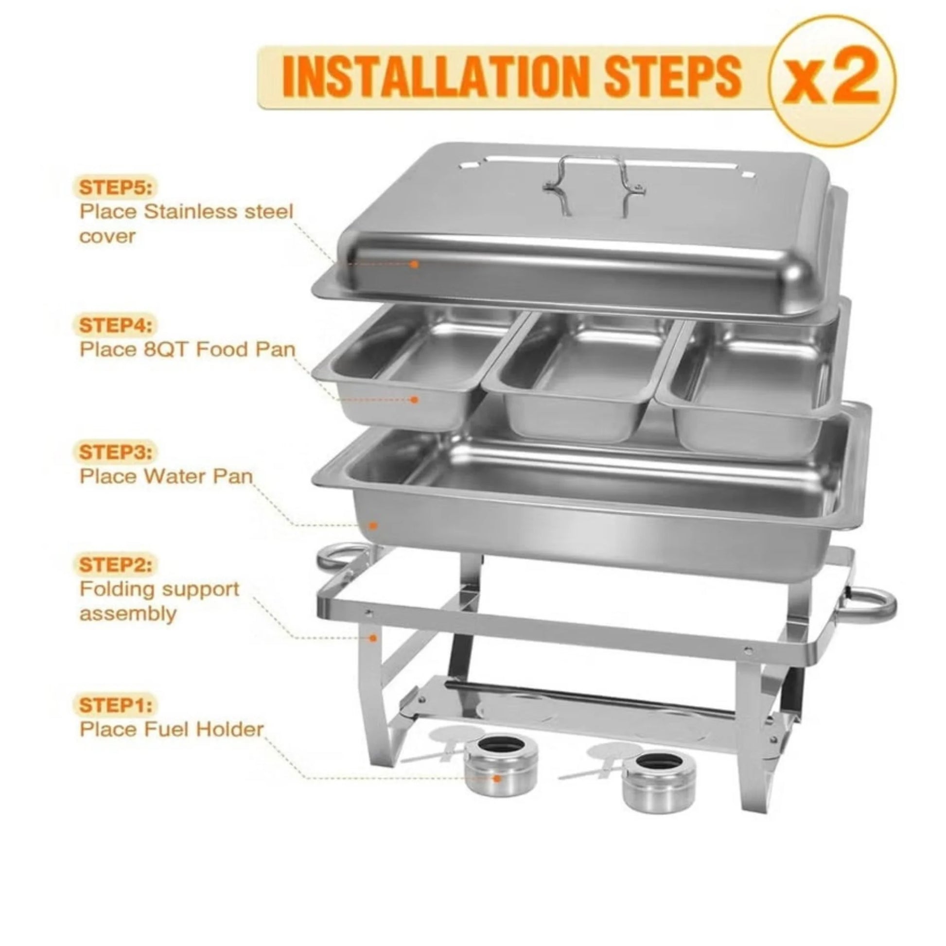 Premium Stainless Steel Chafing Dish Buffet Set 8 Quart Full Size...