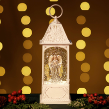 Premium White Angel Glitter Lantern - 10-Inch USB/Battery-Powered LED Decoration