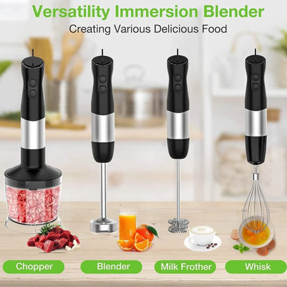 Professional 4-in-1 Hand Blender Set with Chopper and Stainless Steel Ice Blade...