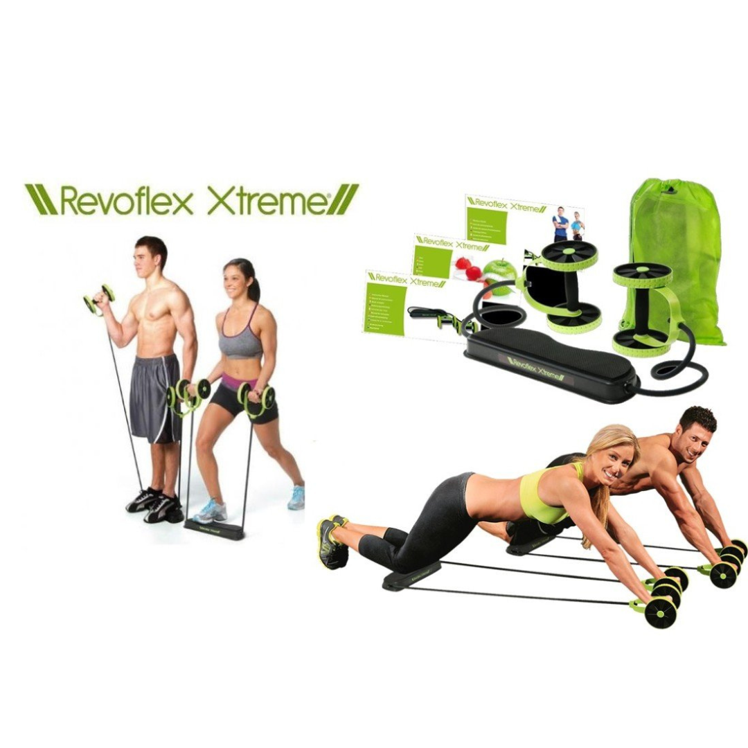 Revoflex Xtreme Home Gym Trainer – Full Body Core Workout with Dual Power Resistance Bands & Foam Knee Pad..