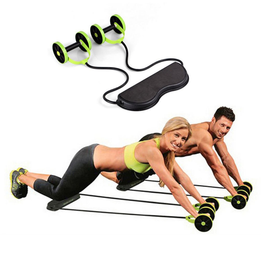 Revoflex Xtreme Home Gym Trainer – Full Body Core Workout with Dual Power Resistance Bands & Foam Knee Pad
