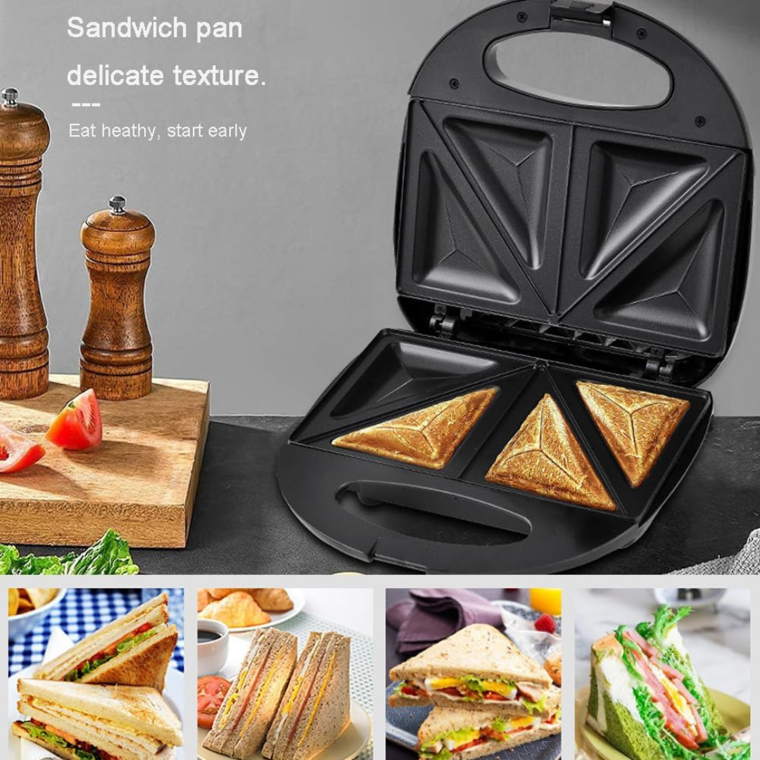 SOKANY 3-in-1 Compact Sandwich and Waffle Maker with Removable Non-Stick Plates.
