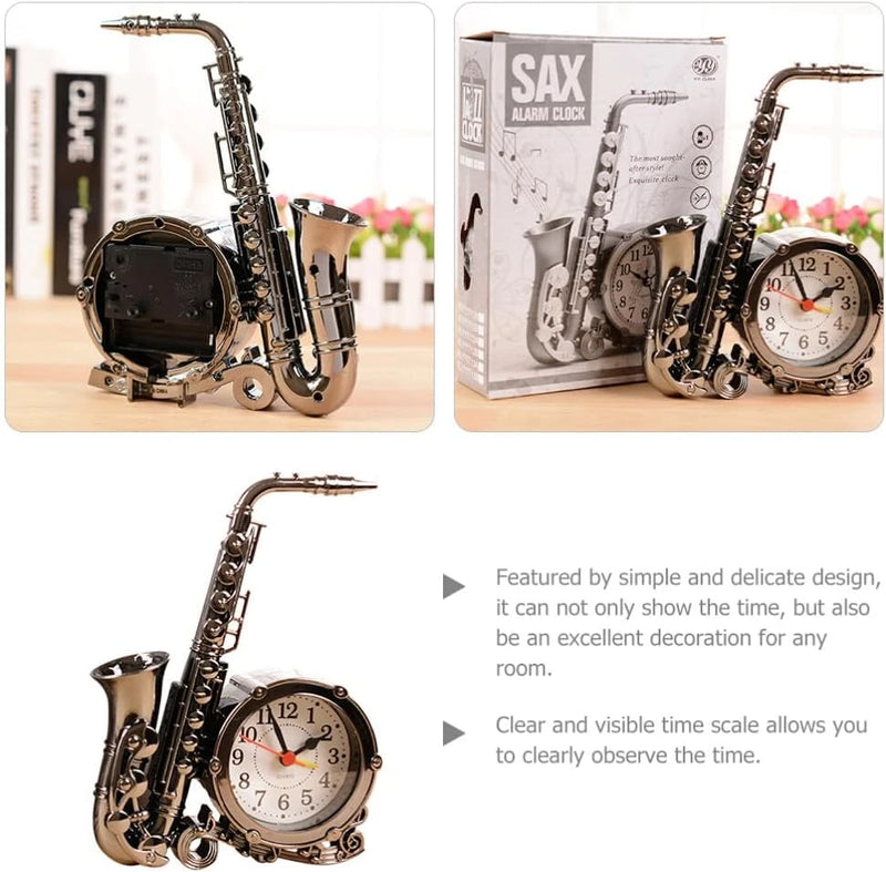 Saxophone Alarm Clock Stylish Analog Table Clock for Home Office1