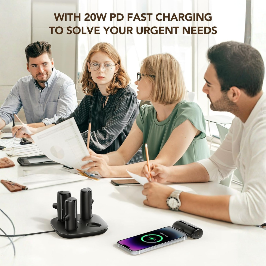 Shared Charging Station Kit with 4 Portable 5000mAh Power Banks...