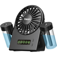 Smart Table Fan – LED Display, Cool Mist Spray, 90° Rotation, Portable