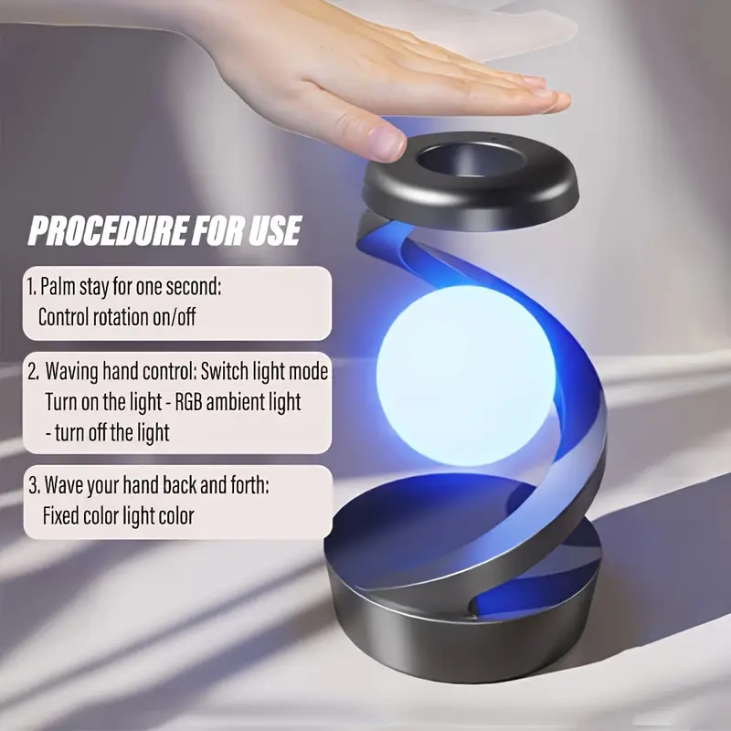 Sorandy Spiral LED Bedside Lamp with 3D Floating Ball