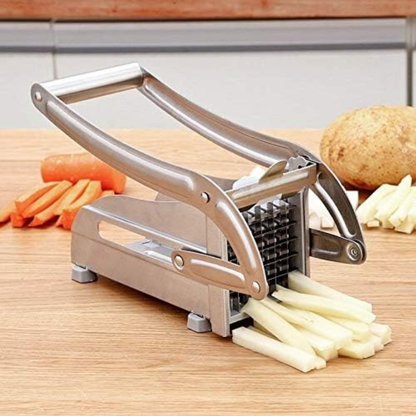 Stainless Steel French Fry Potato Cutter with Reinforced Round Base..