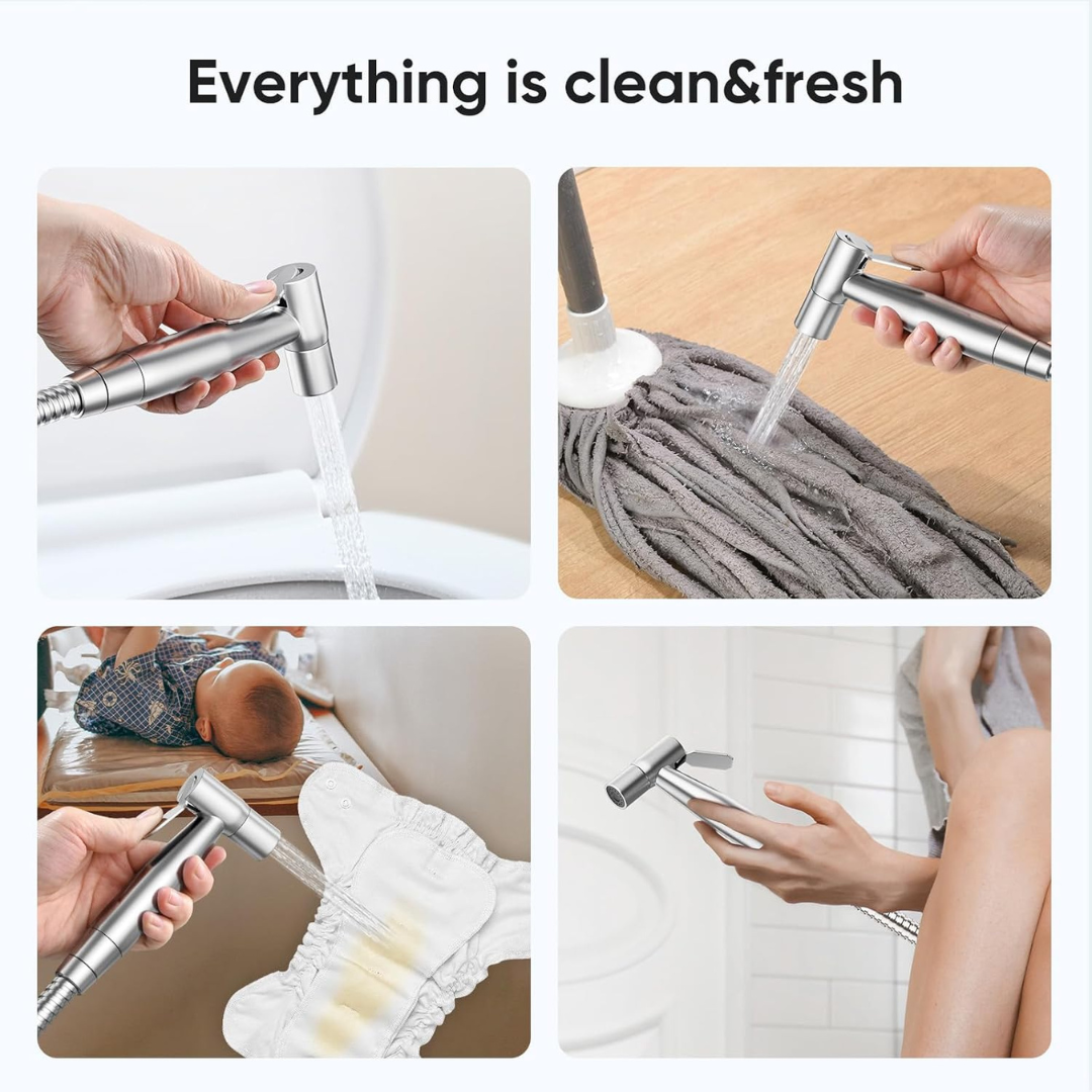 Stainless Steel Handheld Bidet Sprayer Set with Adjustable Pressure Control....