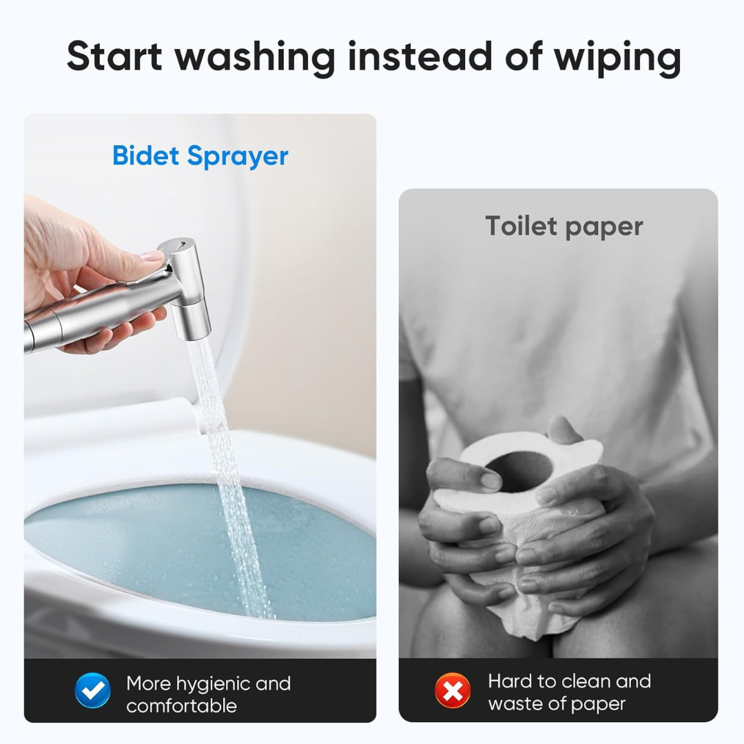 Stainless Steel Handheld Bidet Sprayer Set with Adjustable Pressure Control..