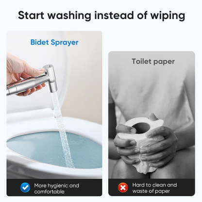 Stainless Steel Handheld Bidet Sprayer Set with Adjustable Pressure Control..