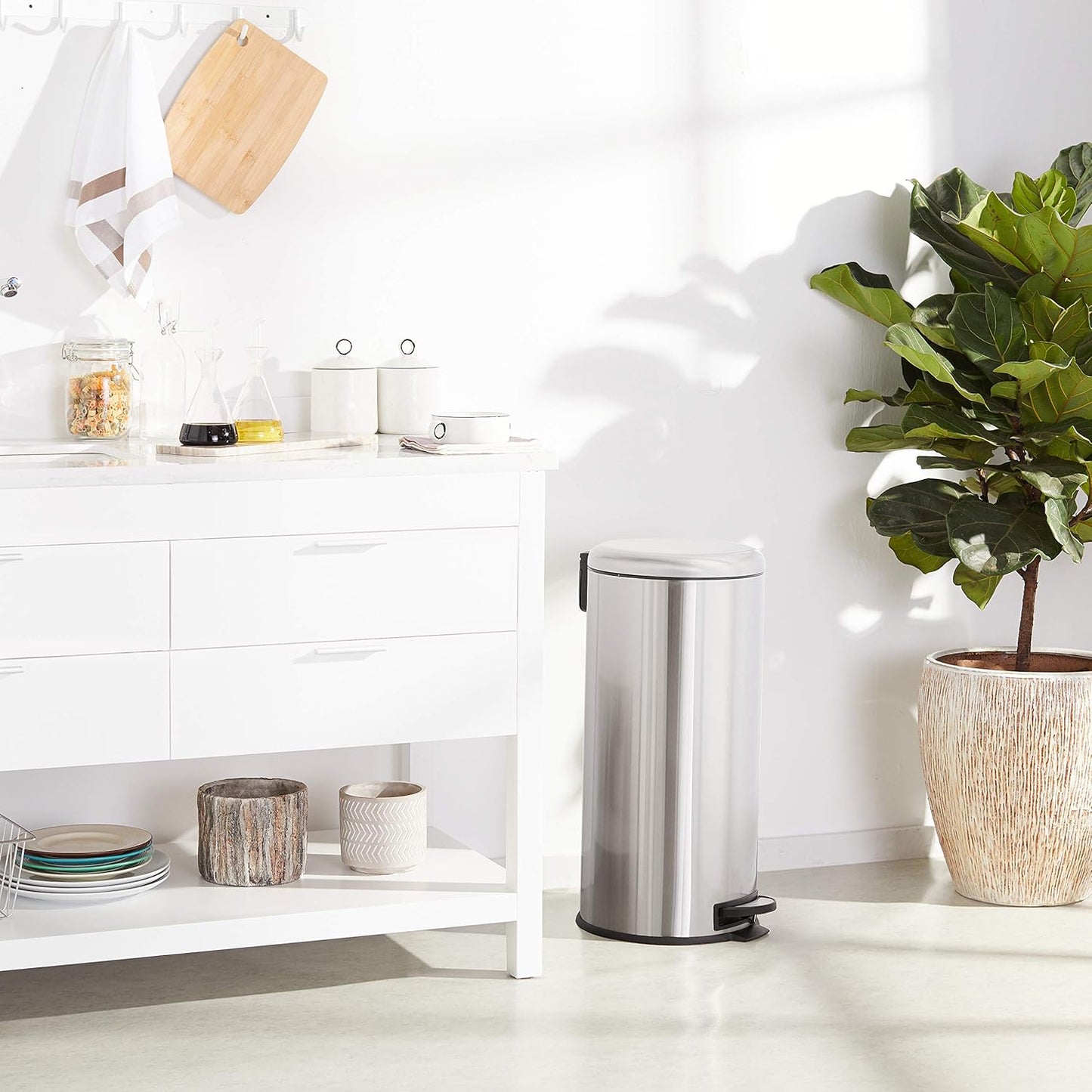 Stainless Steel Round Pedal Trash Bin | 30L Soft-Close Lid