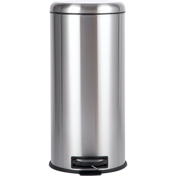 Stainless Steel Round Pedal Trash Bin | 30L Soft-Close Lid
