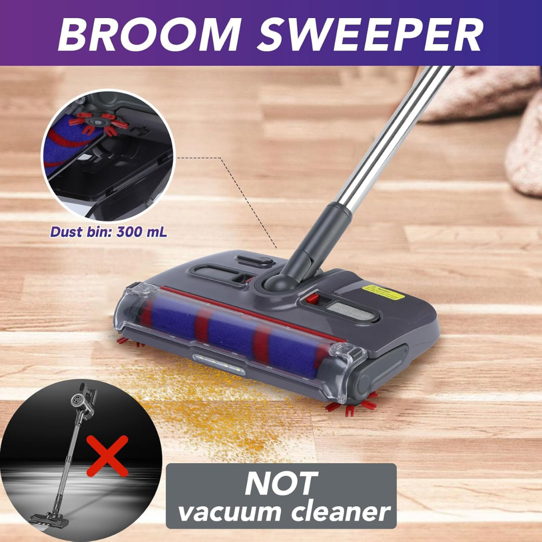Swivel 360 Cordless Electric Floor Sweeper and Rechargeable Roller...